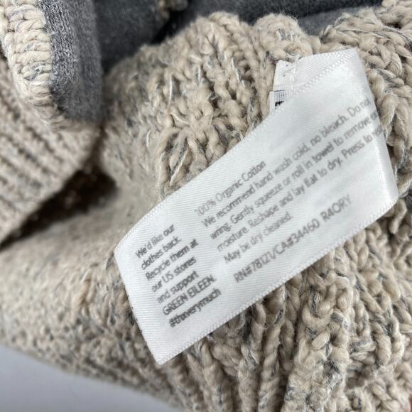 EILEEN FISHER Sweater L Organic Cotton Cozy Twist Two Way Zip Jacket Beige - Picture 10 of 13